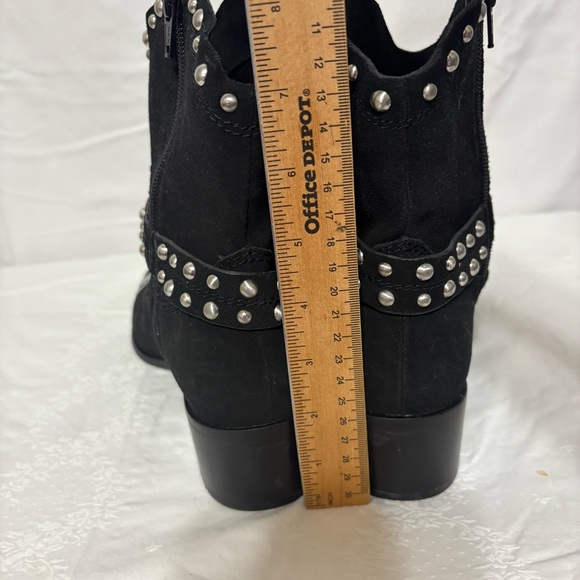 BCBGeneration Lokki ankle bootie in black suede with studded straps. Size 8 - Picture 6 of 11